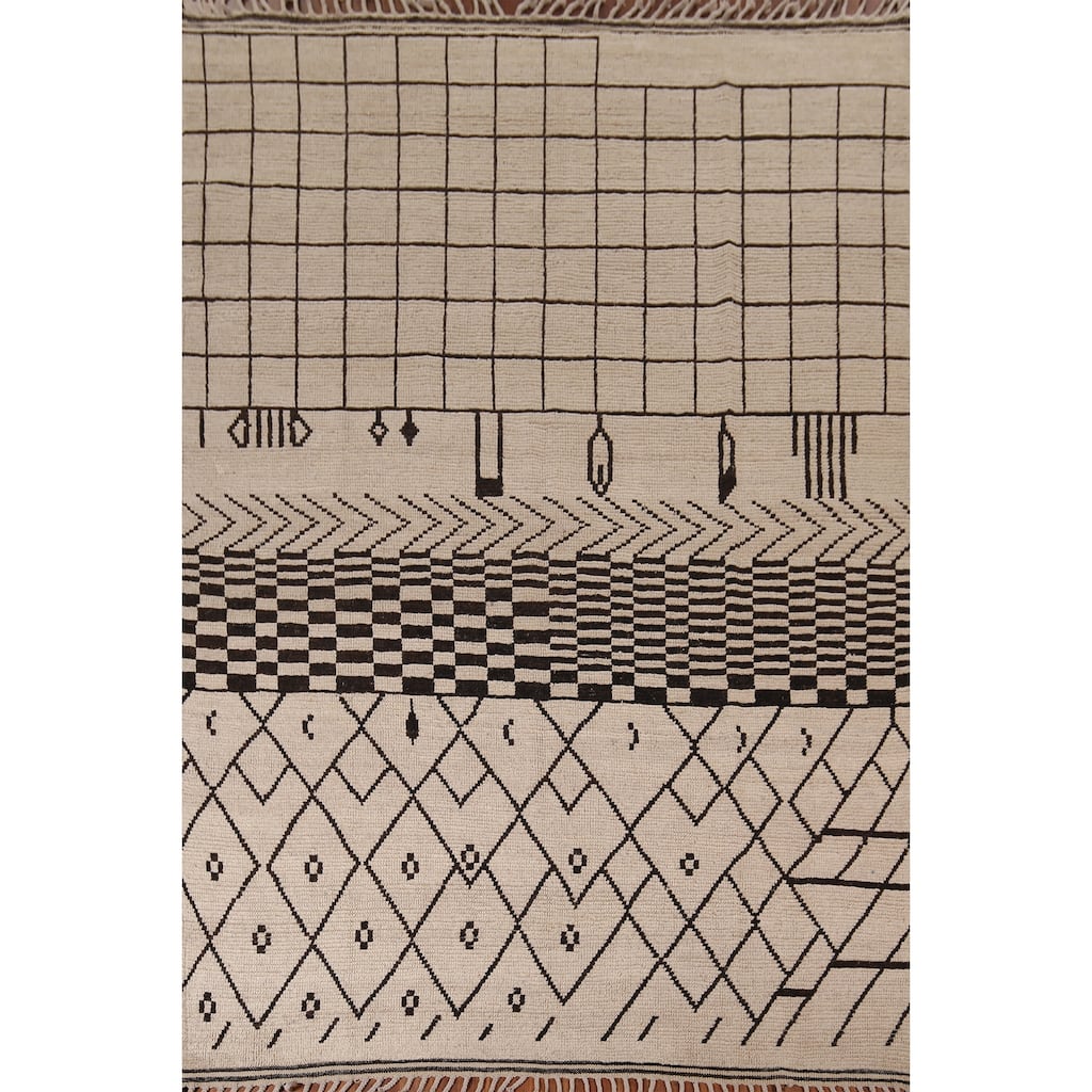 Tribal Moroccan Oriental Area Rug Handmade Wool Carpet - 7'8"x 10'2"