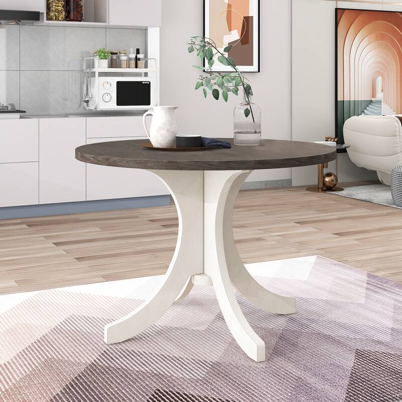 Elegant 5-Piece Dining Set with Mid-Century Round Table and Comfortable Upholstered Chairs for Compact Dining Rooms