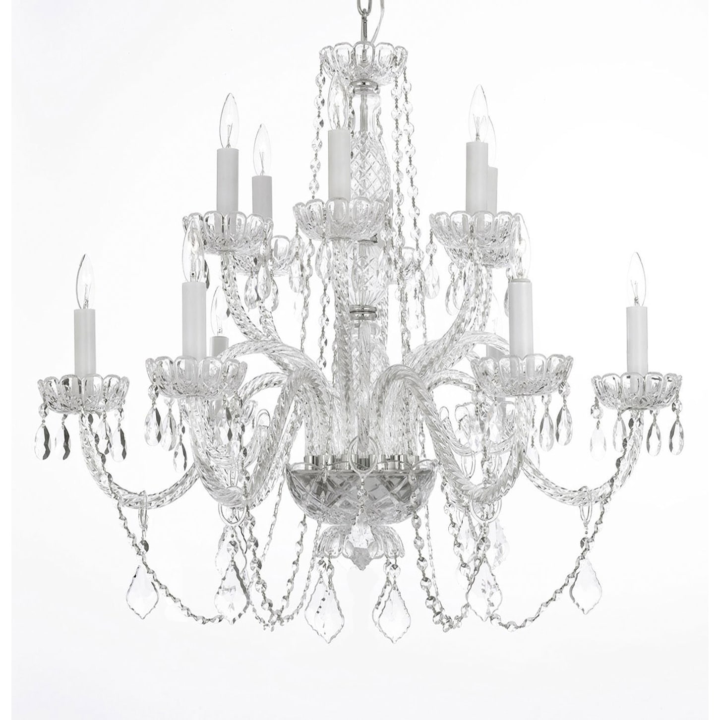 Crystal 12 Light Chandelier Lighting H27 x W32 - Chandeliers For Bedrooms by Overstock.com
