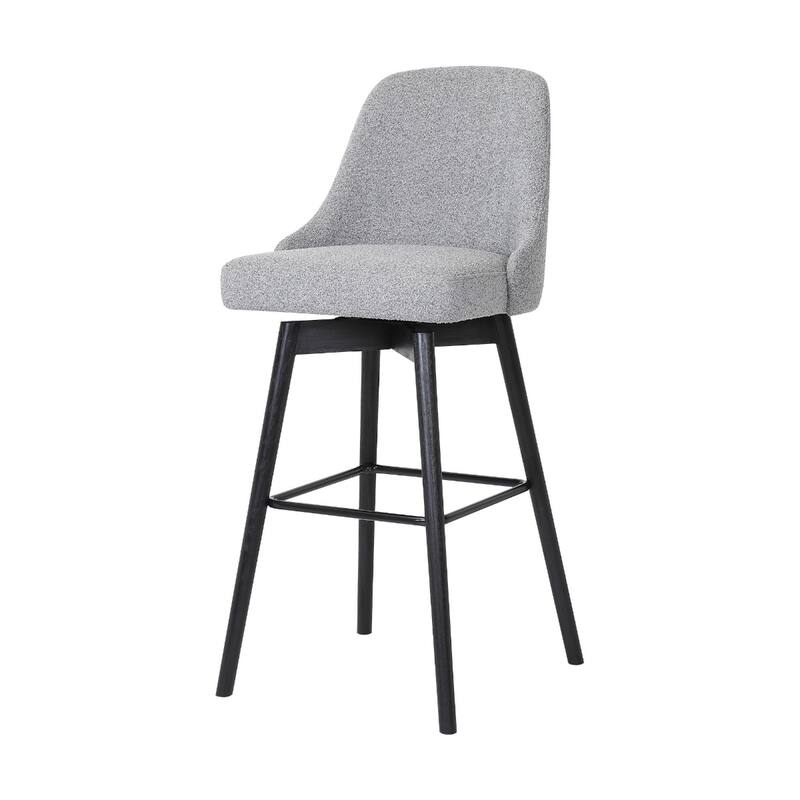 Faux Leather Swivel Bar Chair with Solid Wood Base and Footrest