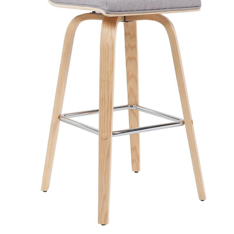 Skara Swivel Bar Stool, Upholstered Bar Height Chair with Bentwood Frame