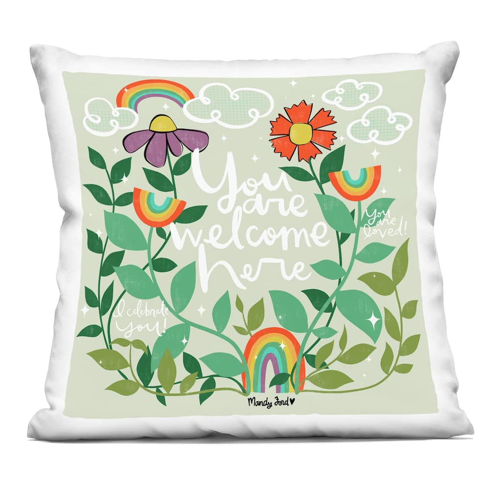 Stupell Comforting Welcome Here Phrases Decorative Printed Throw Pillow Design by Mandy Ford Art + Illustration