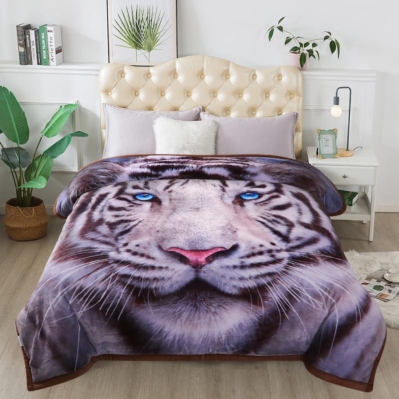 3 Ply Reversible Fleece Comforter for Winter 85"x93" 8lbs