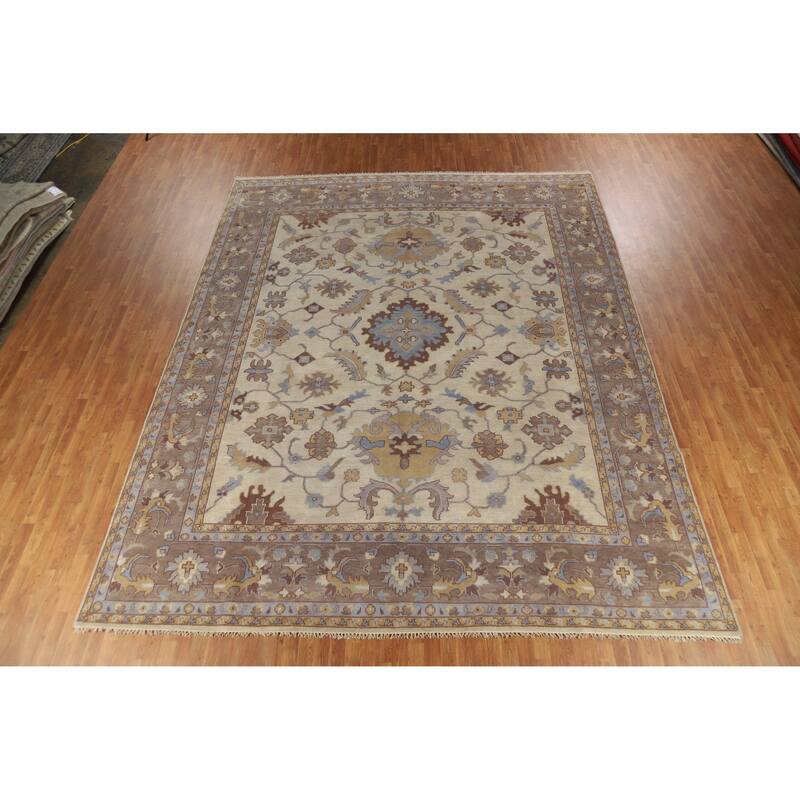 Earth Tone Oushak Indian Large Rug Handmade Wool Carpet - 11'9" x 14'10"