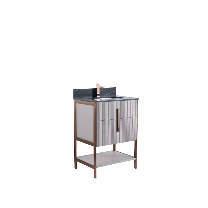 Fine Fixtures Serenity Modern Bathroom Vanity with Black Sintered Stone Top