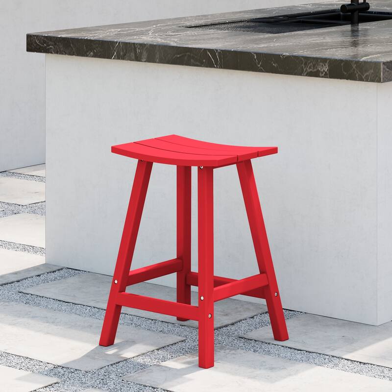 Laguna Hdpe All Weather Outdoor Patio 24" Saddle Seat Counter Stool