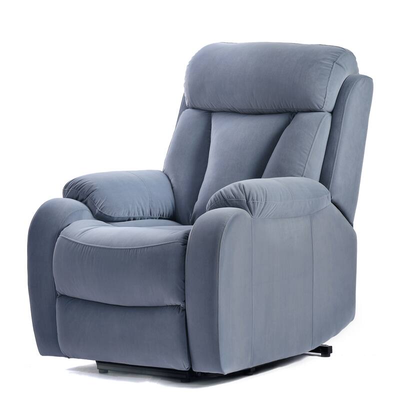 Blue Power Lift Recliner for Elderly with Remote & Side Pocket