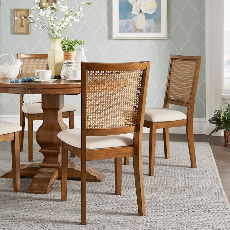 Eleanor Beige Linen Rattan Dining Chairs (Set of 2) by iNSPIRE Q Classic