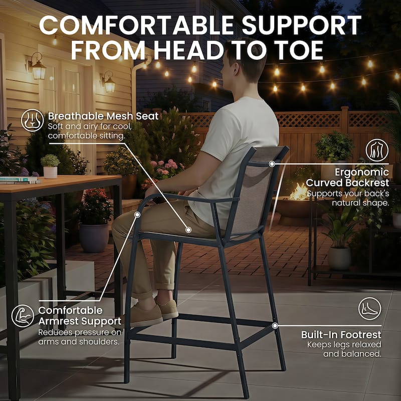 Lightweight Bar Height Barstools Outdoor Bar Stools Patio Bar Chairs - 21.3" W x 22.5" D x 44" H