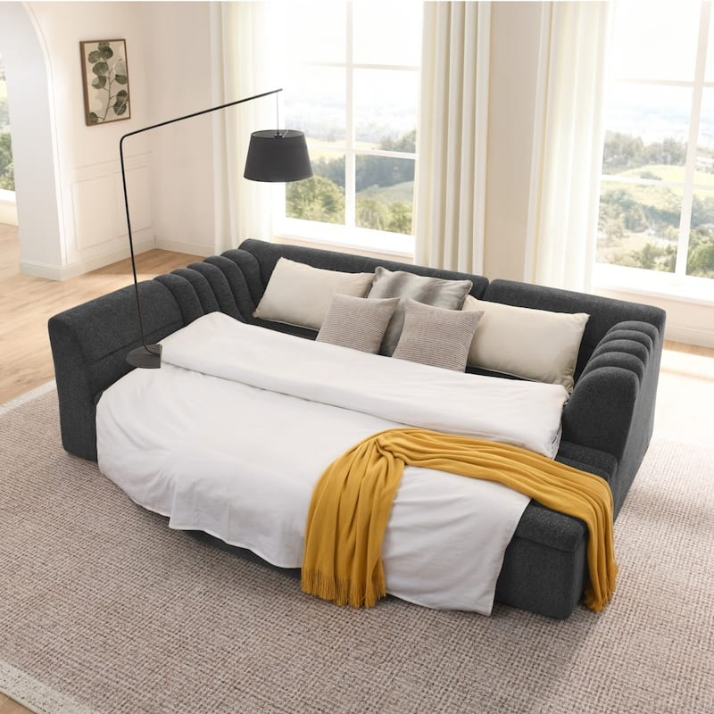 135" U-Shaped Modular Chenille Upholstered Sectional Sofa with Ottoman, No Pillows Included