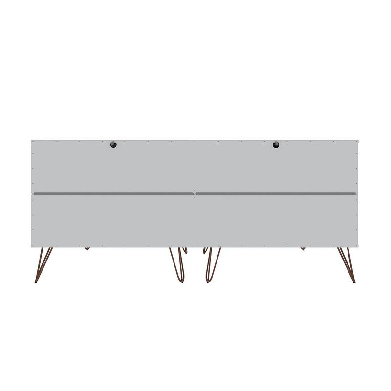 Manhattan Comfort Rockefeller 6-Drawer Double Low Dresser with Metal Legs