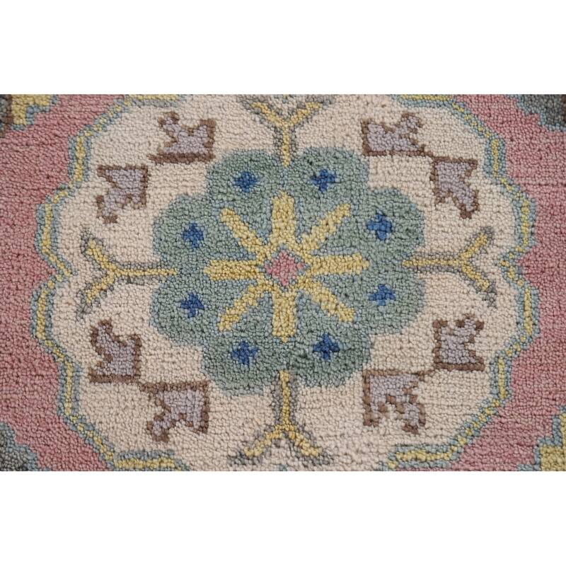 All-Over Pink Oushak Oriental Area Rug Handmade Wool Carpet - 8'1"x 9'11"