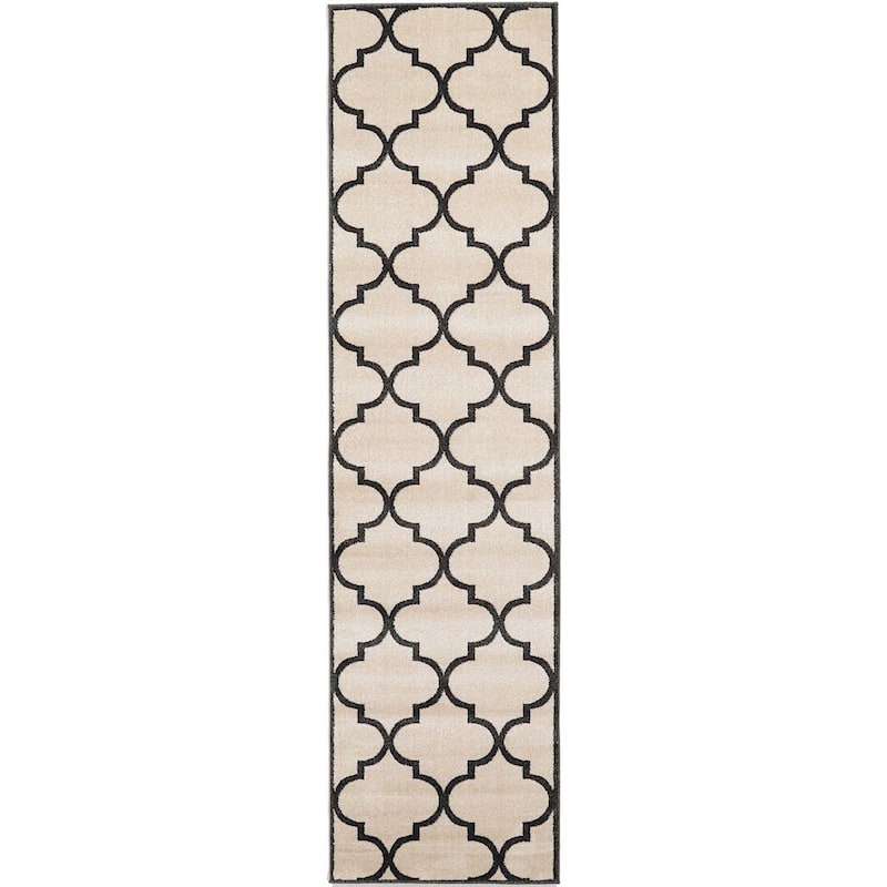Contemporary Akiva Collection Area Rug - 2'7"x10' - Beige-Black