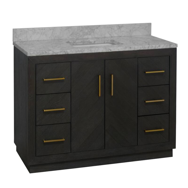 KitchenBathCollection Peyton 48" Bathroom Vanity with Carrara Marble Top