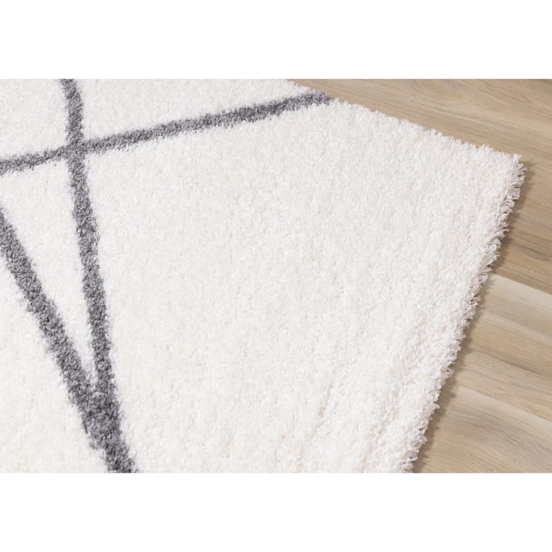 Fairmont Collection - White/Grey Crossing Lines Rug