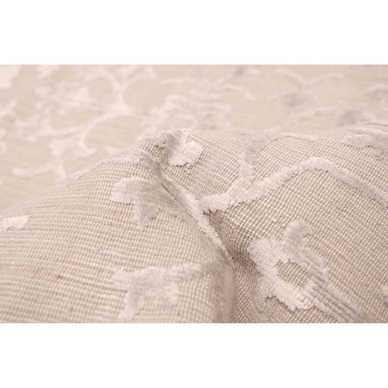 ECARPETGALLERY Hand Loomed Elysian Light Grey Viscose, Wool Rug - 8'3 x 9'9