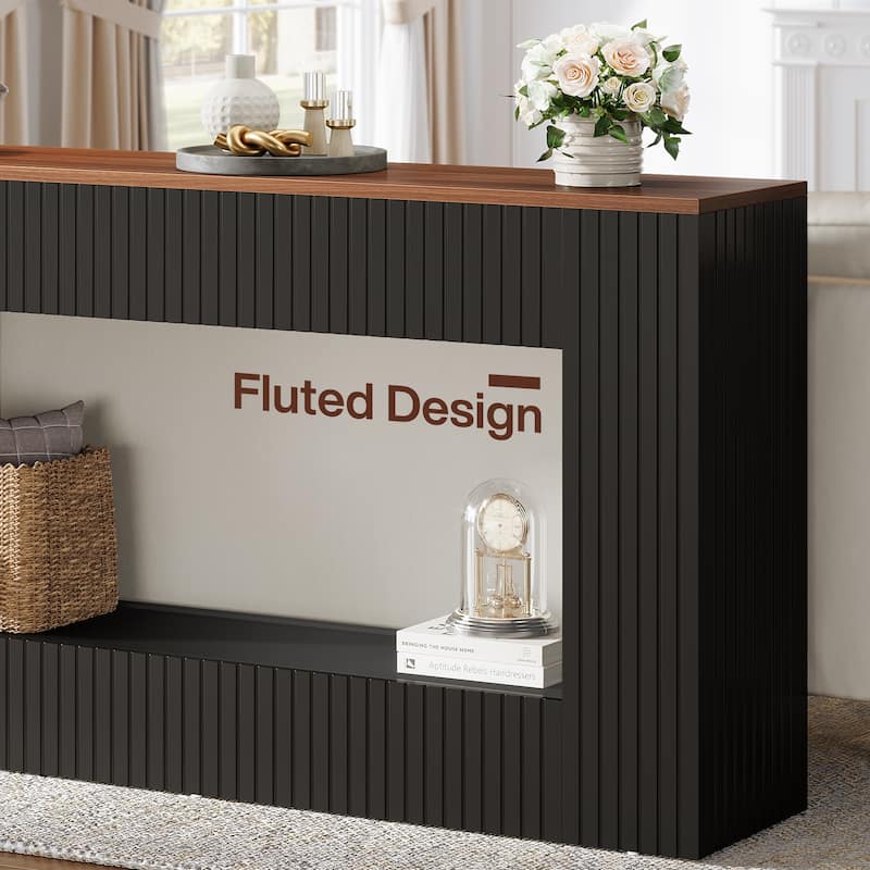 55-Inch Modern Console Table with Storage, 2-Tier Narrow Long Sofa Table Behind Couch Table for Entryway