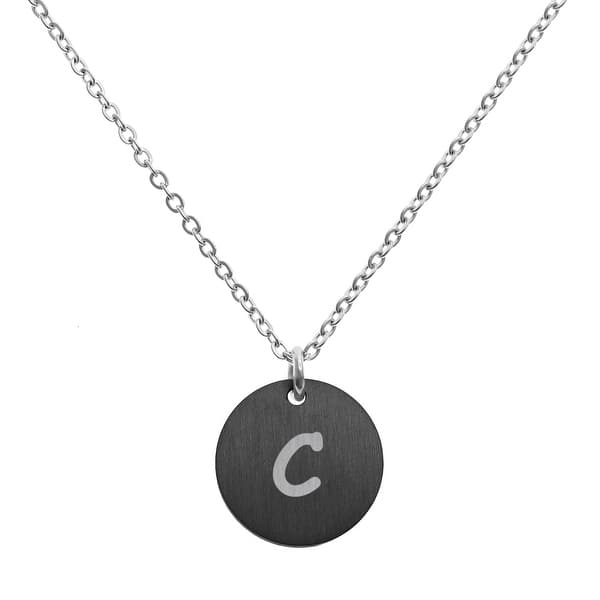 Shop Engraved Metal Initial Letter C Disc Pendant Necklace Black Two Tone On Sale Overstock 31991196