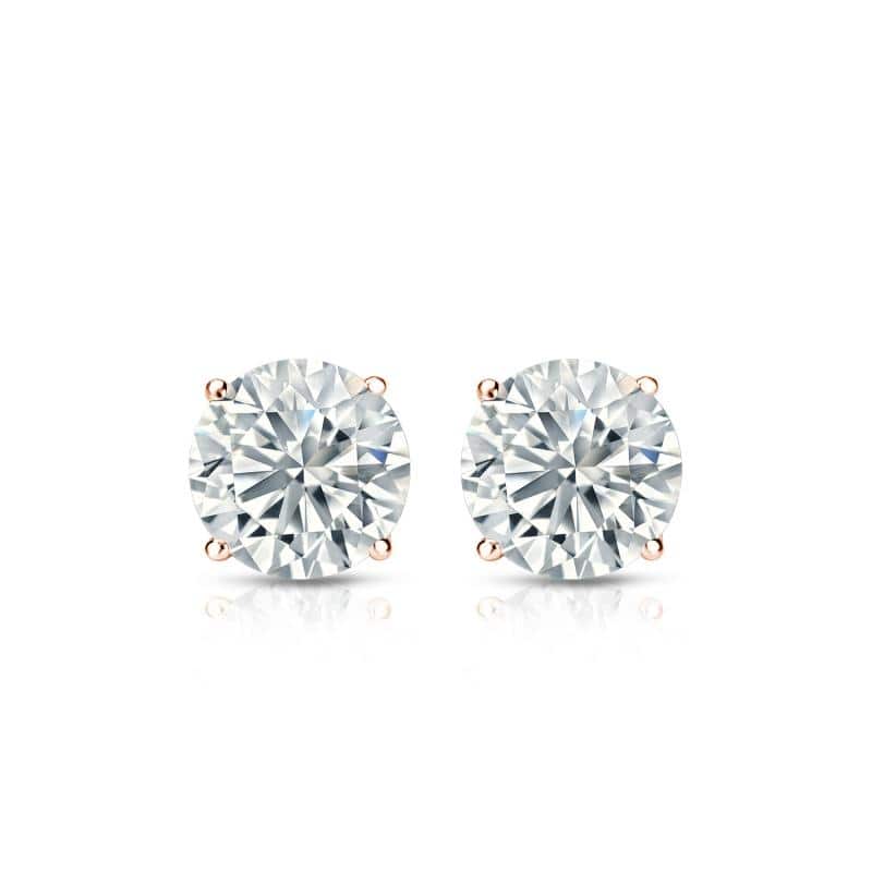 Auriya 14k Gold Lab Grown Round Diamond Stud Earrings 0.50 to 5.00 ct. tw. Push-Back (F-G VS)
