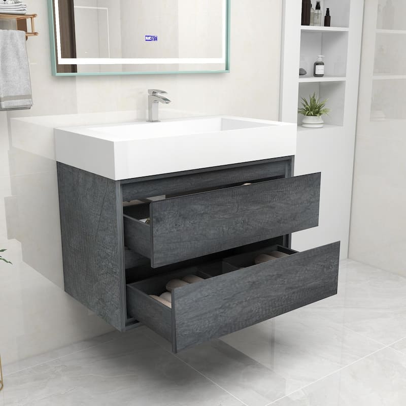 Victoria 36" Wall Mounted Modern Vanity with Acrylic Sink