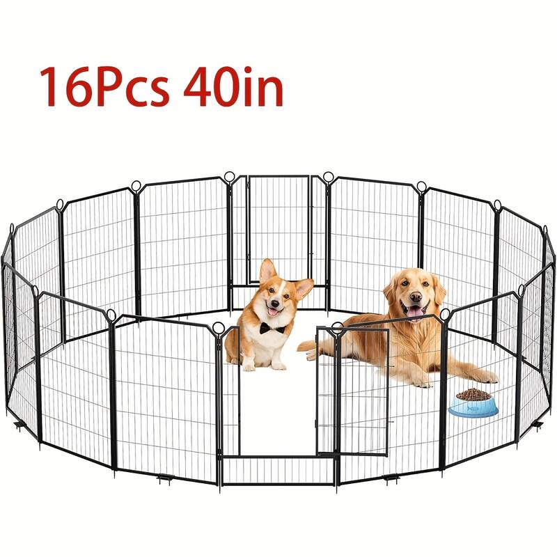 Portable Dog Playpen, Multi-Panels with Gate for Different Size Dogs - 16Pcs 40in