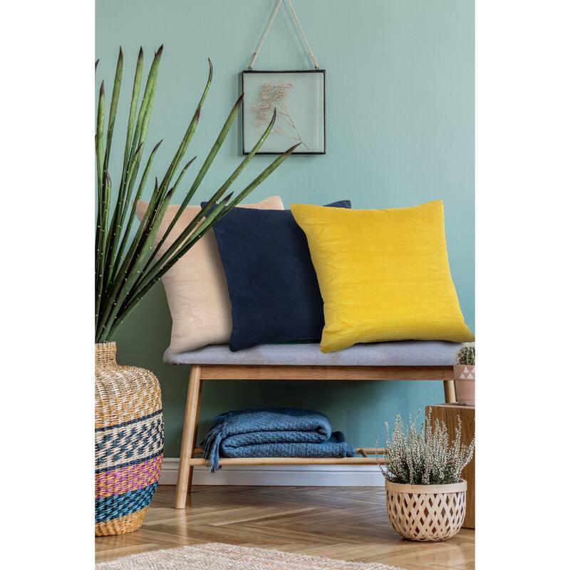 Sevita Solid Velvet Cotton Throw Pillow