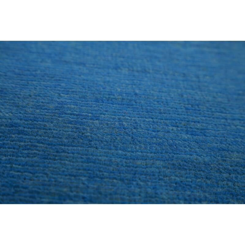 Hand Knotted Oriental 100% Wool Carpet Modern Solid Navy Blue & Blues Gabbeh Area Rug - 13' 4'' X 9' 11''