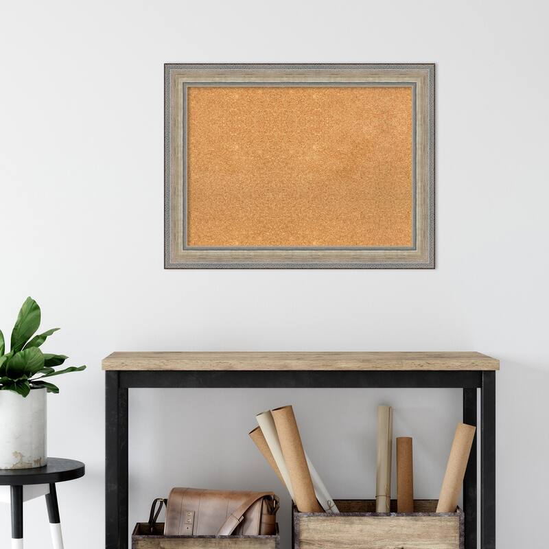 Fencepost Wood Framed Natural Corkboard Bulletin Board