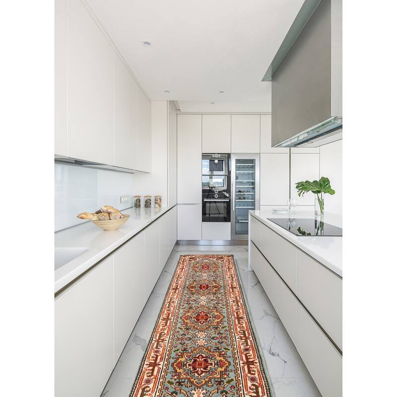 ECARPETGALLERY Hand-knotted Serapi Heritage Light Blue Wool Rug - 2'7 x 15'11