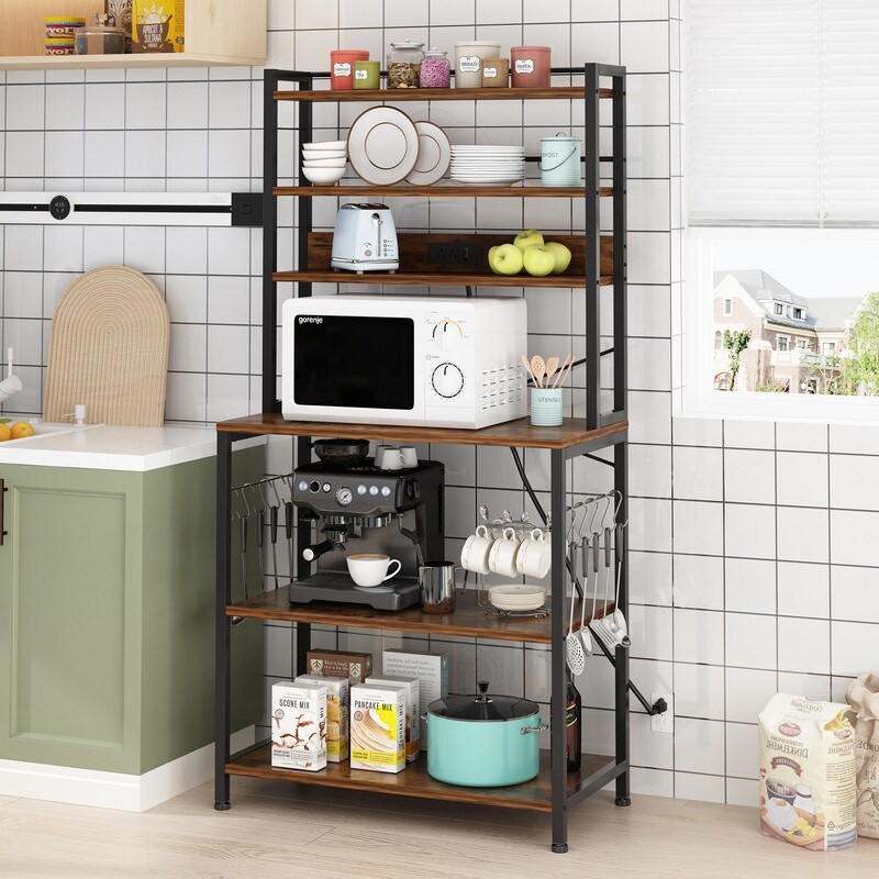 Bakers rack with 2025 hooks