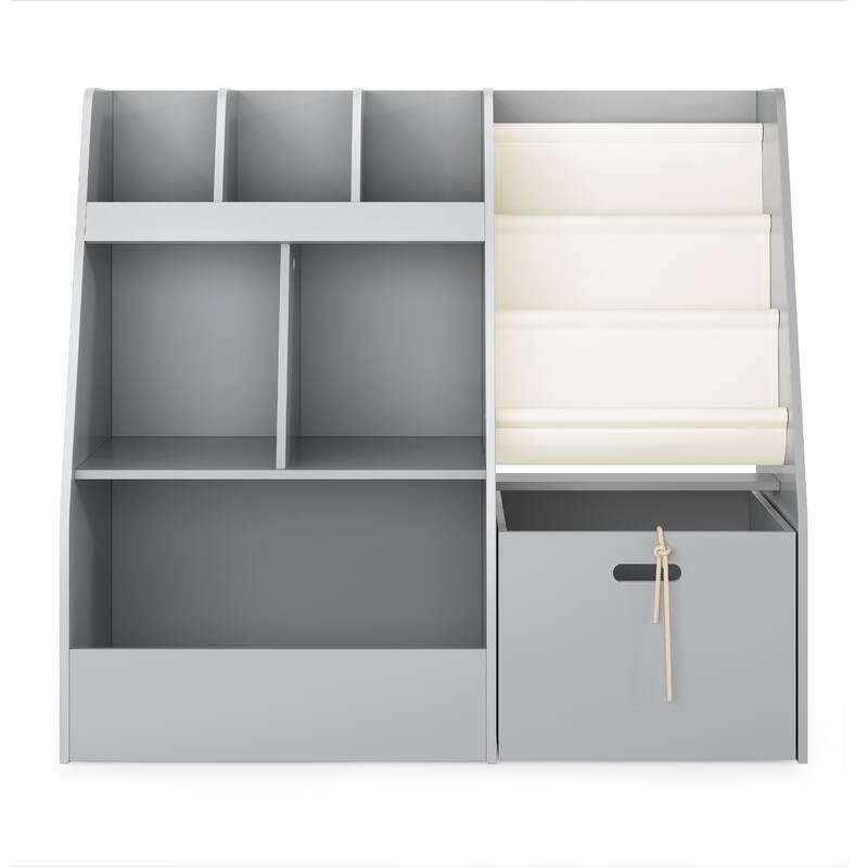 A children's bookcase with a large-capacity trolley and a toy storage device