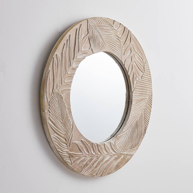 Modern Decorative Wood-framed Wall Mirror - 1.2 in. D X 28 in. L X 1.2 in. W X 28 in. H