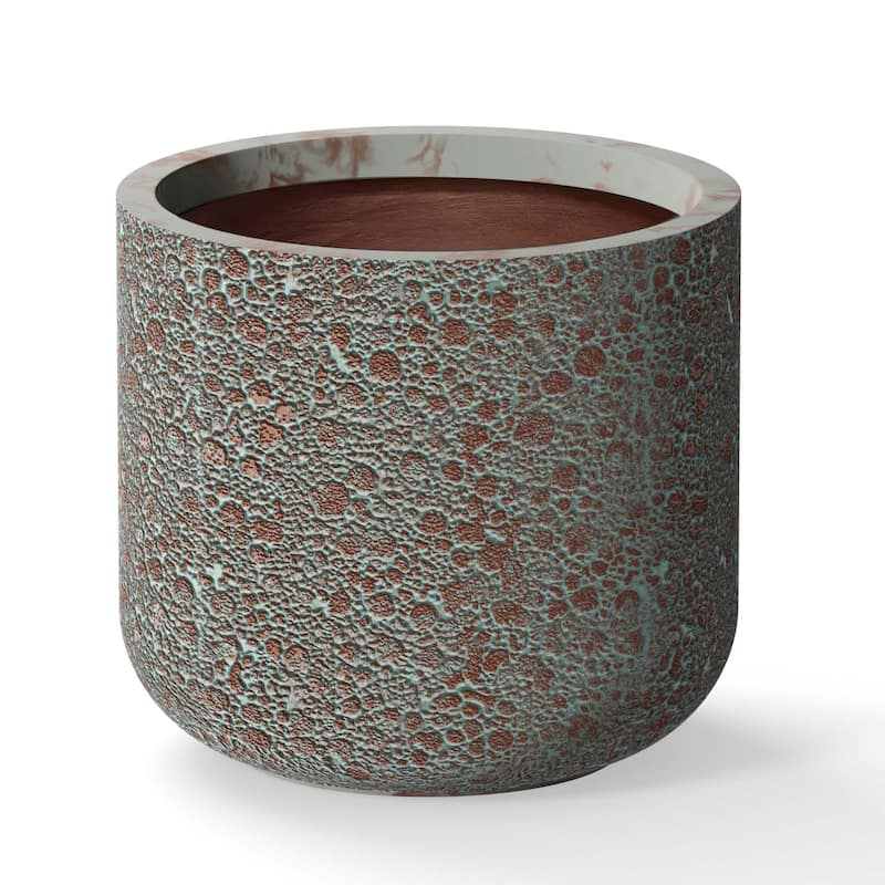 Tall Round Concrete Planter Flower Plant Pots - 17 x 15.5 in - Teal