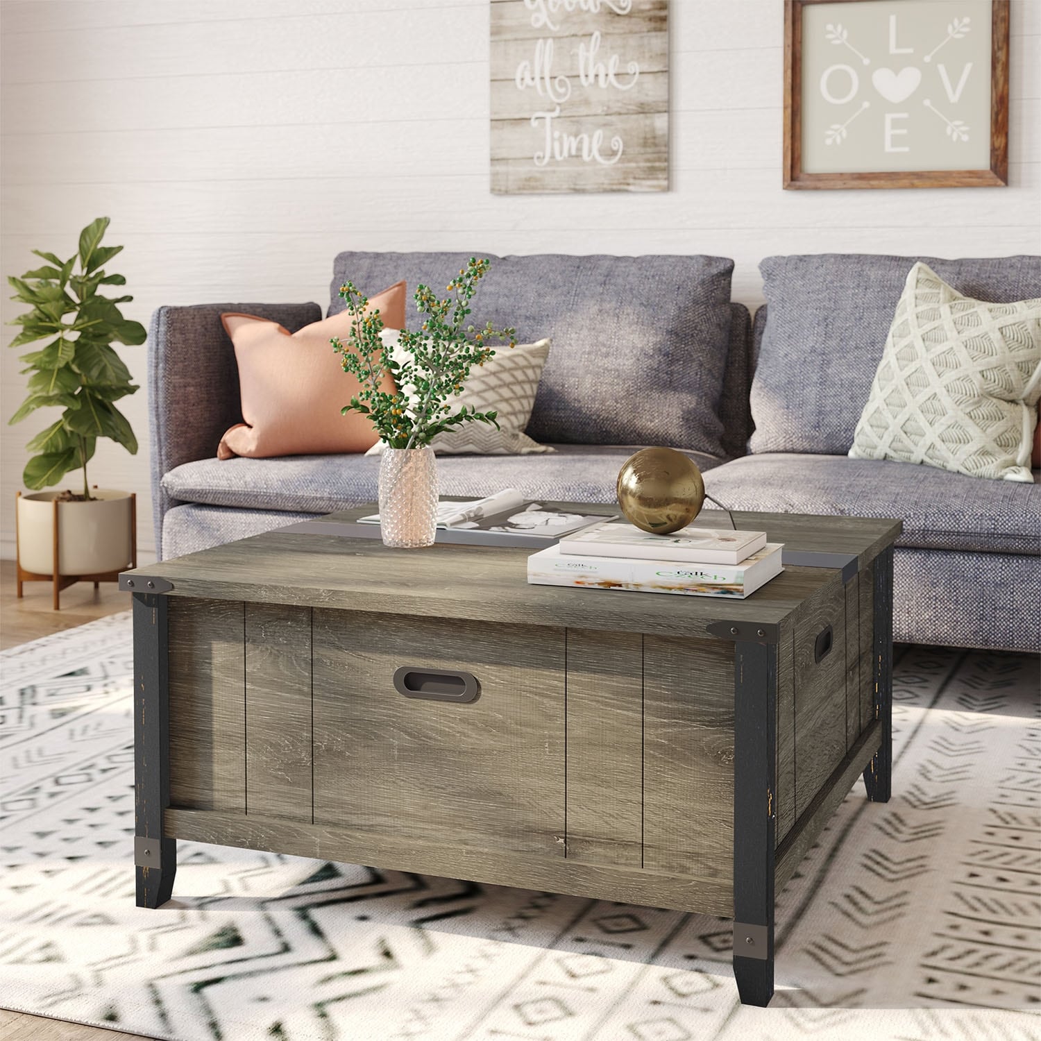 Farmhouse square hot sale coffee table