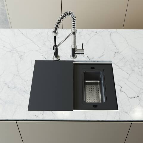 VIGO Hampton Stainless Steel Kitchen Sink with Grid and Strainer with Accessories