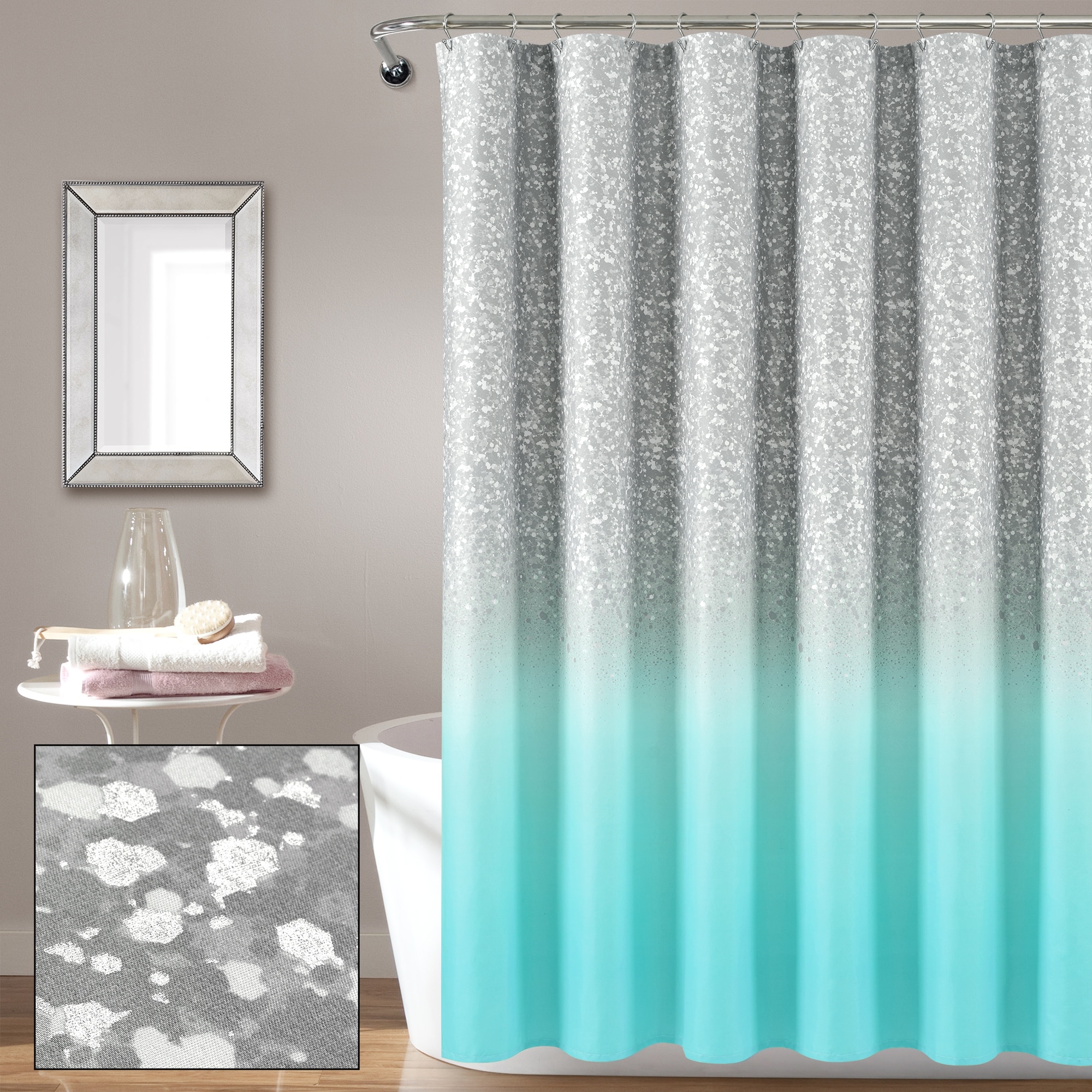 Lush Decor Glitter Ombre Metallic Print Shower Curtain - On Sale -  Overstock - 34508850