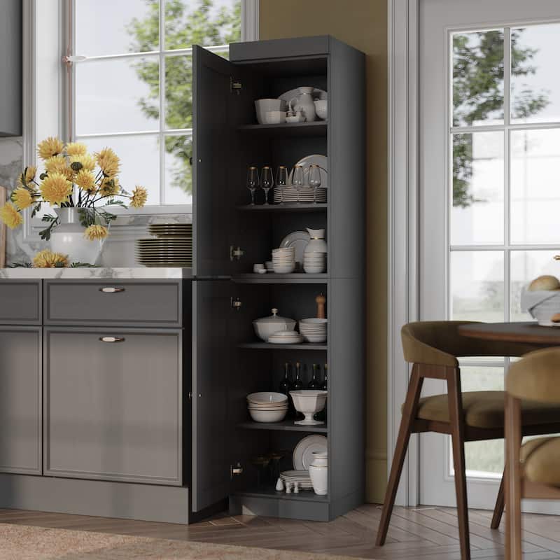 Palace Imports 100% Solid Wood 16.5" Kitchen Pantry Cabinet with Shaker Doors and Adjustable Shelves