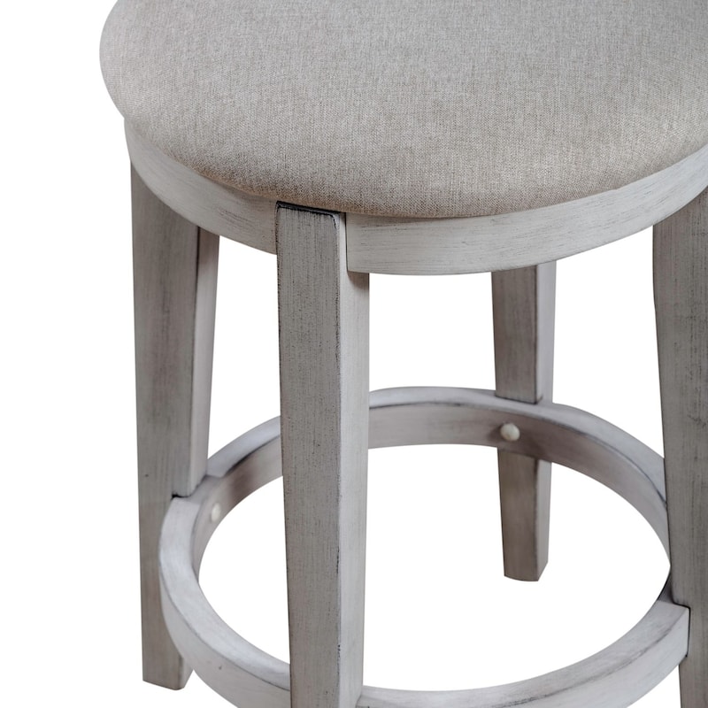 Ocean Isle Antique White Upholstered Console Stool