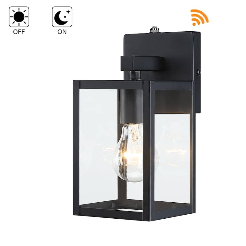 9.5 in. Black Outdoor Hardwired Wall Lantern Scone with Clear Glass Shade and No Bulbs Included