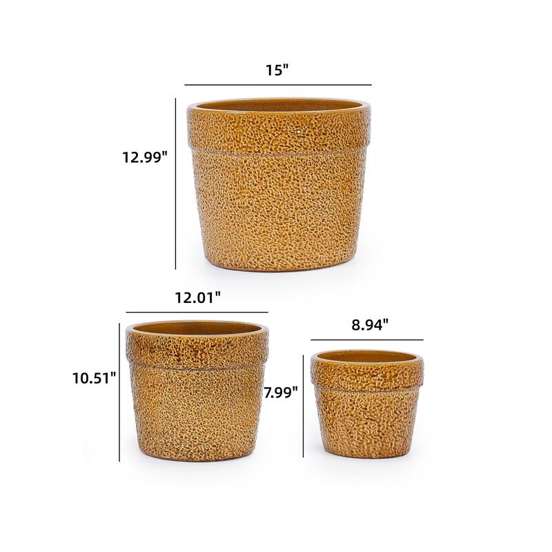 Anmytek Handmade Ceramic Planter Set of 3 for Orchids Indoor Plants