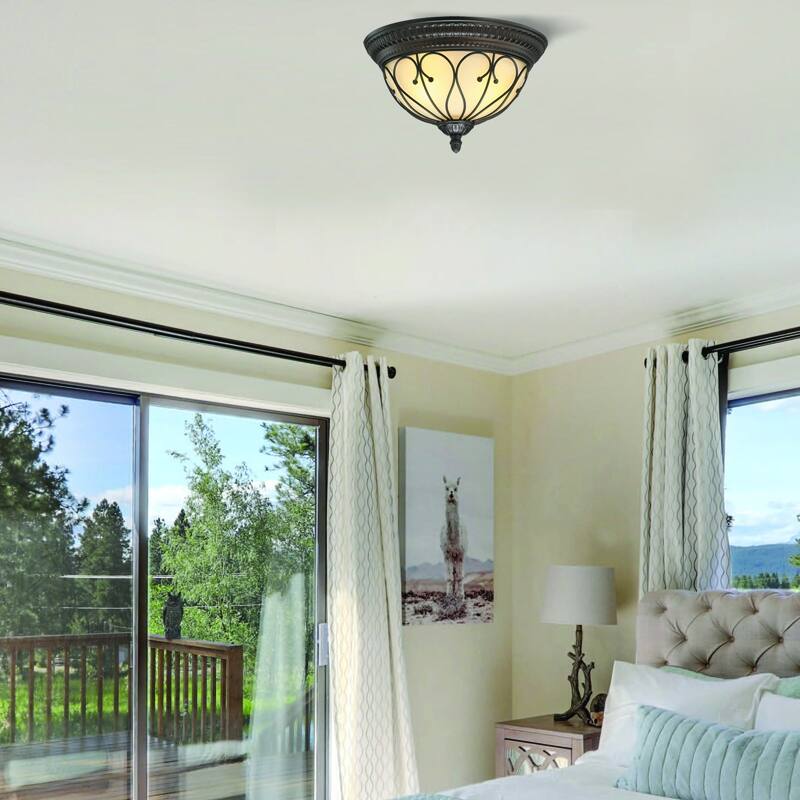 2 Light Flush Mount Oil-Rubbed Bronze Light - 15.29" x 9.33"