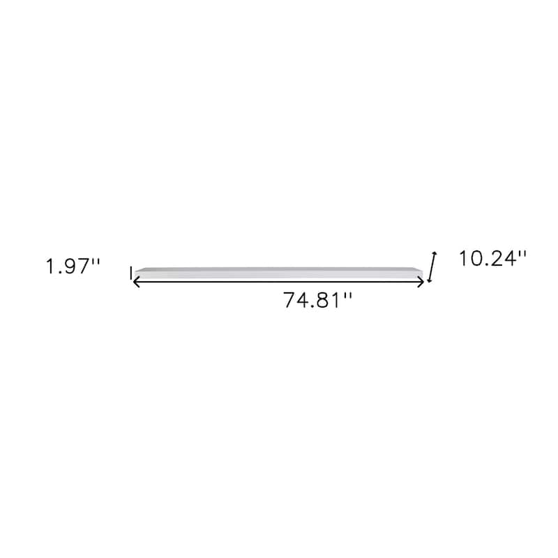 HomeRoots 75" White Wooden Wall Mounted Floating Shelf