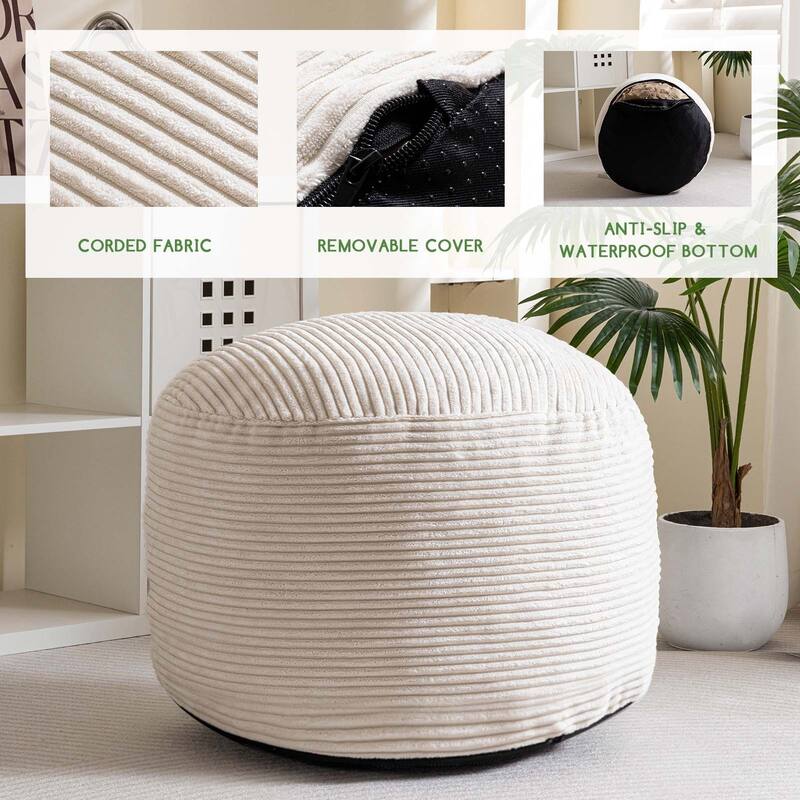 Round Corduroy Pouf Ottoman 20-inch/26inch