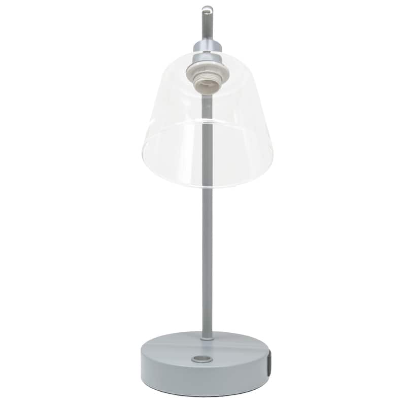 Curved Arm Desk Lamp with Glass Shade - 15.75" - Gray