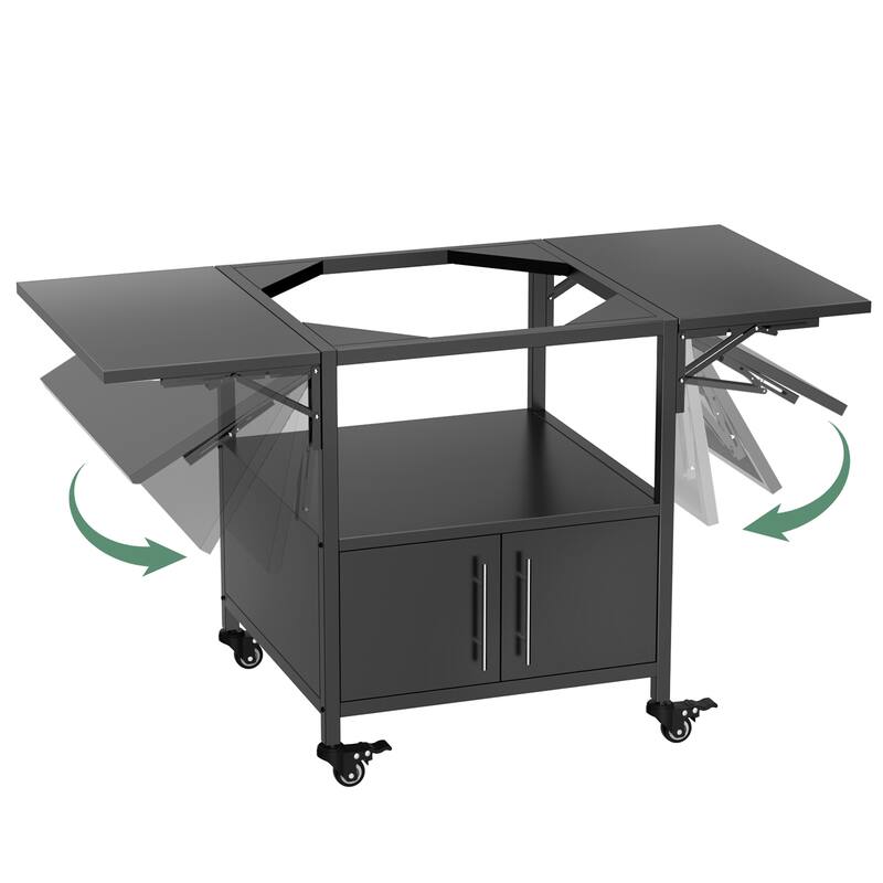 Big Green Egg Table with 2 Folding Side Shelves