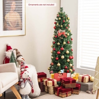 5/6/7/8 FT Pre-Lit Artificial Xmas Tree with Colorful Fiber Optics ...