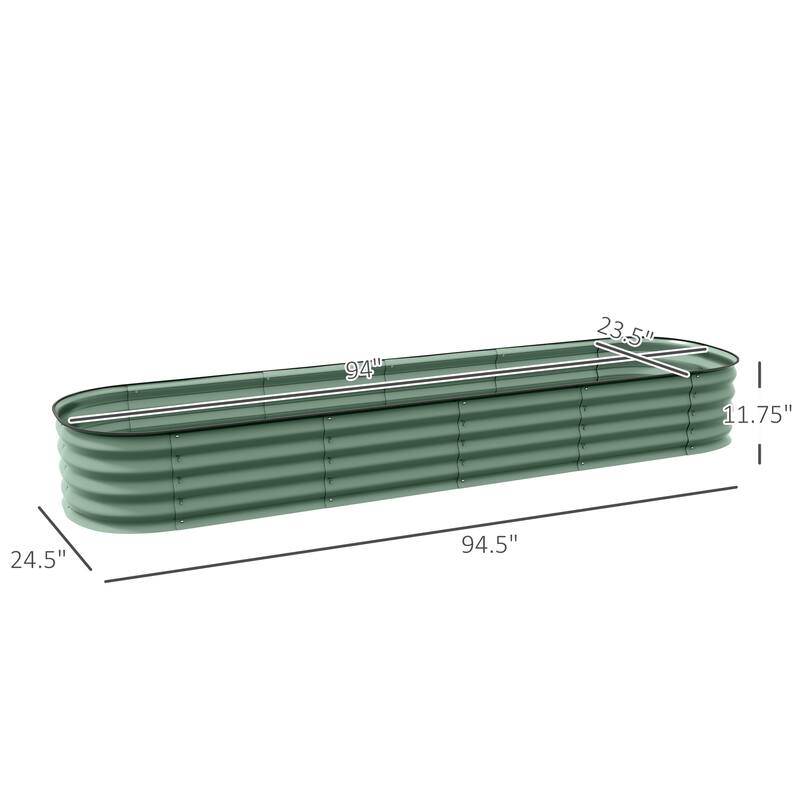 Outsunny 7.9' x 2' x 1' Galvanized Raised Garden Bed Kit, Outdoor Metal Elevated Planter Box with Safety Edging