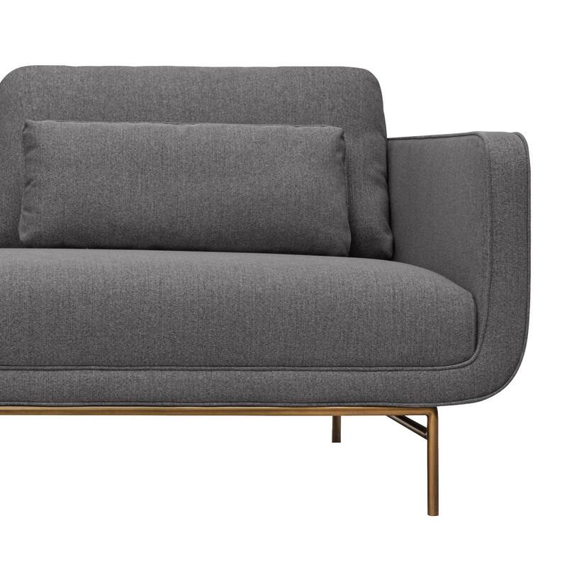 Lilou 77" Fabric or Velvet 3 Seater Sofa Sofa with Antique Brass Metal Legs