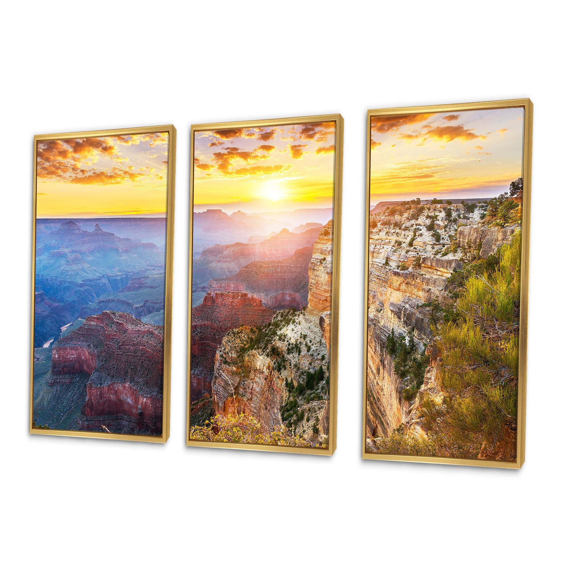 Designart "Grand Canyon Landscape" Landscape Framed Art Set of 3 4
