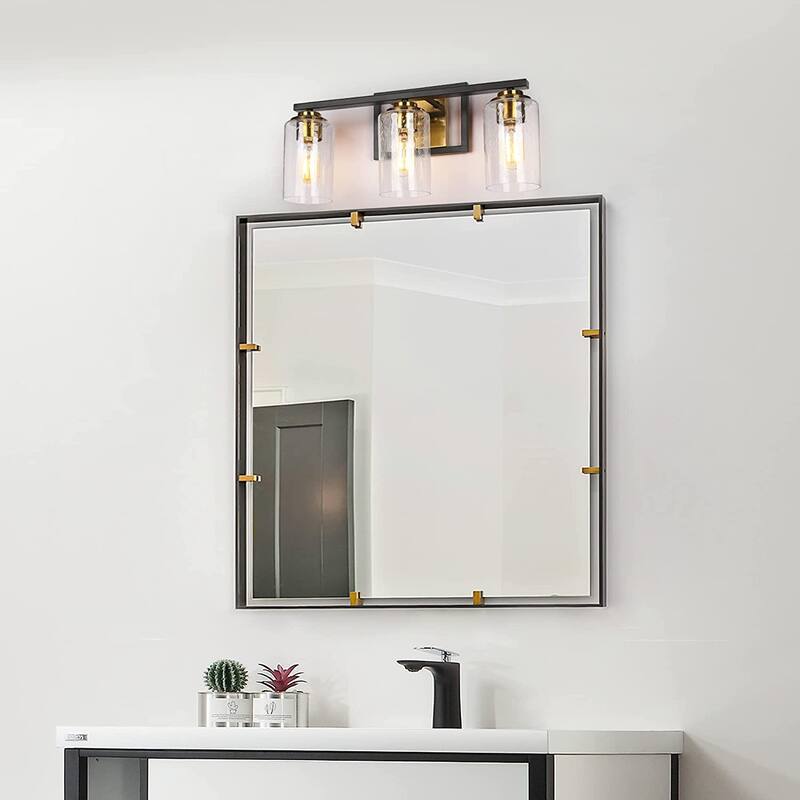 Modern Black Gold Seeded Glass Bathroom Vanity Lights Wall Lighting